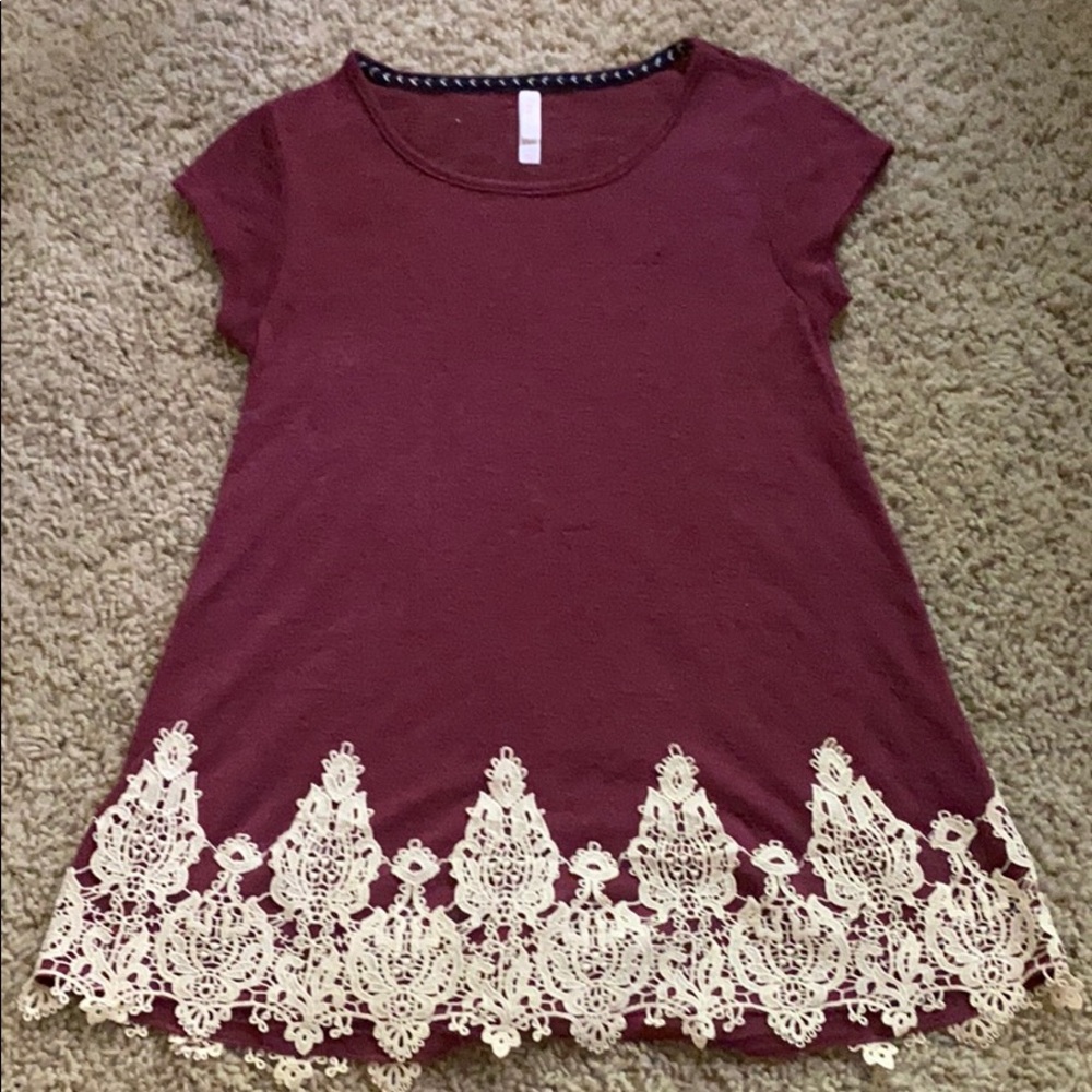 Maroon and Lace Top